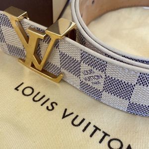 Louis Vuitton, Accessories, Authentic Louis Vuitton Lv Initials White  Checkered Belt